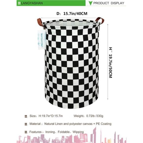 LANGYASHAN Laundry Basket Canvas Fabric Collapsible Organizer Basket - Picture 9 of 16